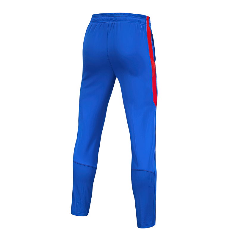 Training Breathable Elastic Men's Running Pants SF1356 in blue with red stripes, showcasing style and comfort for male athletes.